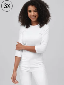 7days Daen ¾-Ar-hirt ARE 3er-Pack-Damen Multipacks|Langarmshirts