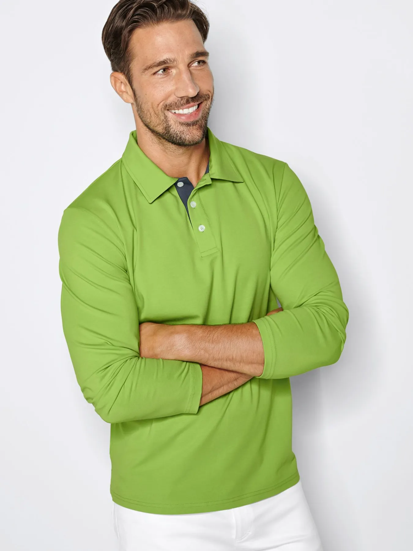 7days Langarmpoloshirt aus Single Jersey-Herren Langarmshirts